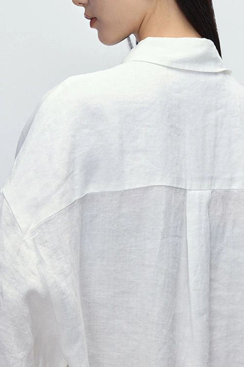 100 Linen Casual Loose Drop-Shoulder Shirt