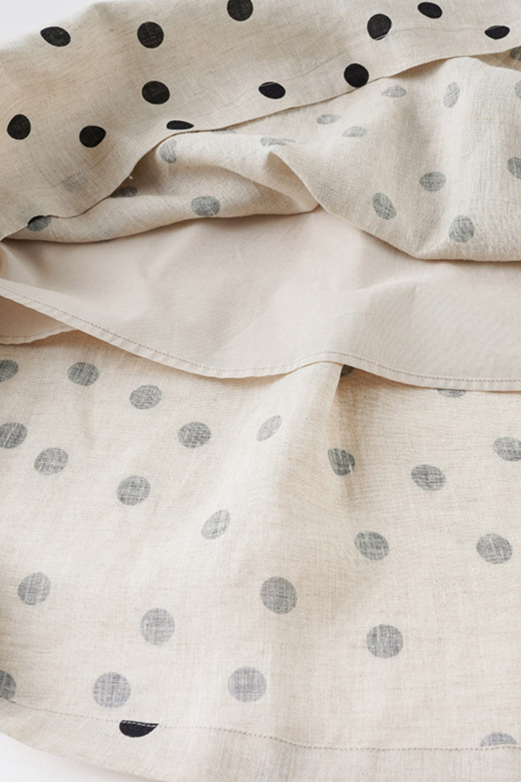 100 Linen Embroidered Polka Dot A-Line Midi Skirt