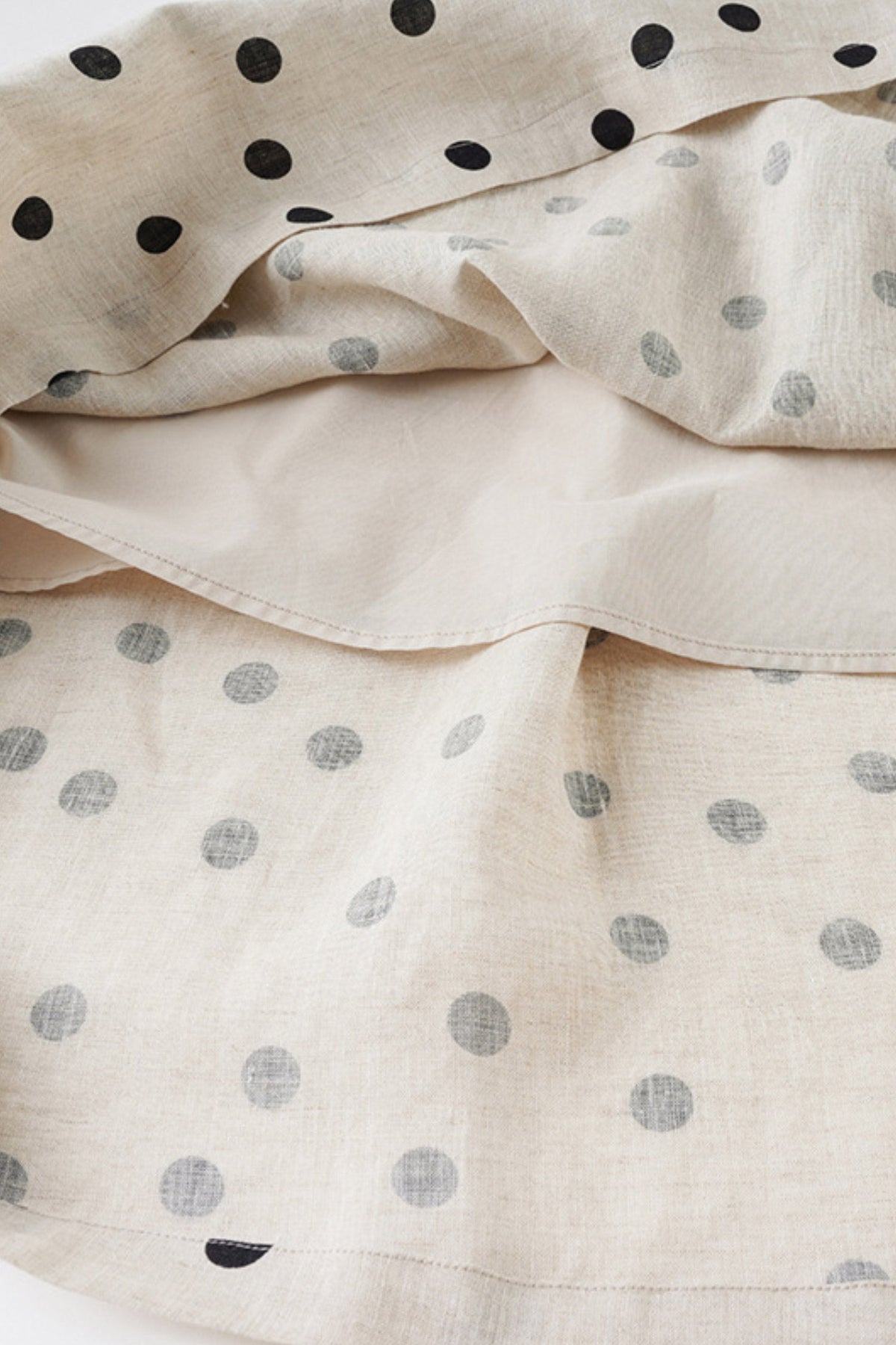 100 Linen Embroidered Polka Dot A-Line Midi Skirt