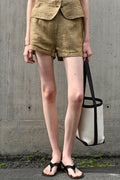 100% Linen High-Waisted A Line Shorts