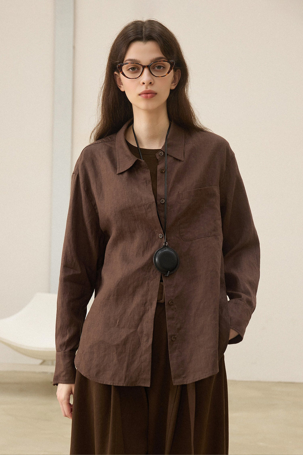 100% Linen Long Sleeve Button-Down Shirt