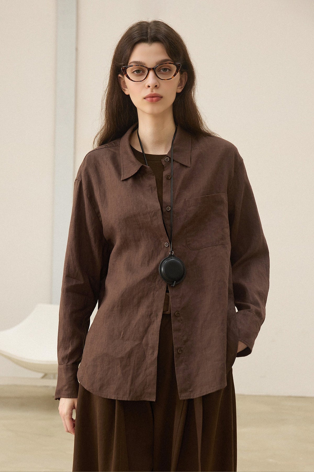 100% Linen Long Sleeve Button-Down Shirt