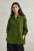100% Linen Long Sleeve Button-Down Shirt