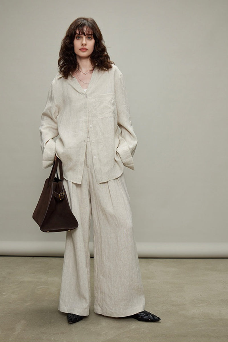 100% Linen Long Sleeve Button Up Shirt