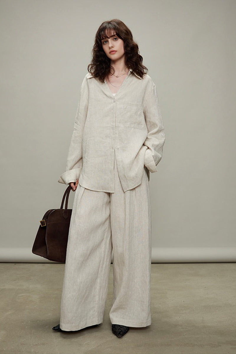 100% Linen Long Sleeve Button Up Shirt