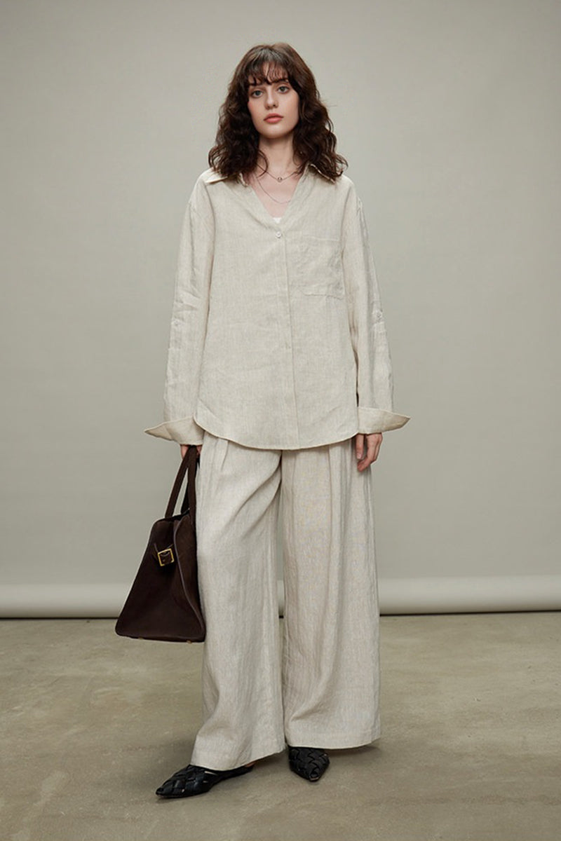100% Linen Long Sleeve Button Up Shirt
