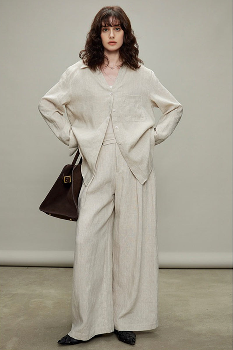 100% Linen Long Sleeve Button Up Shirt