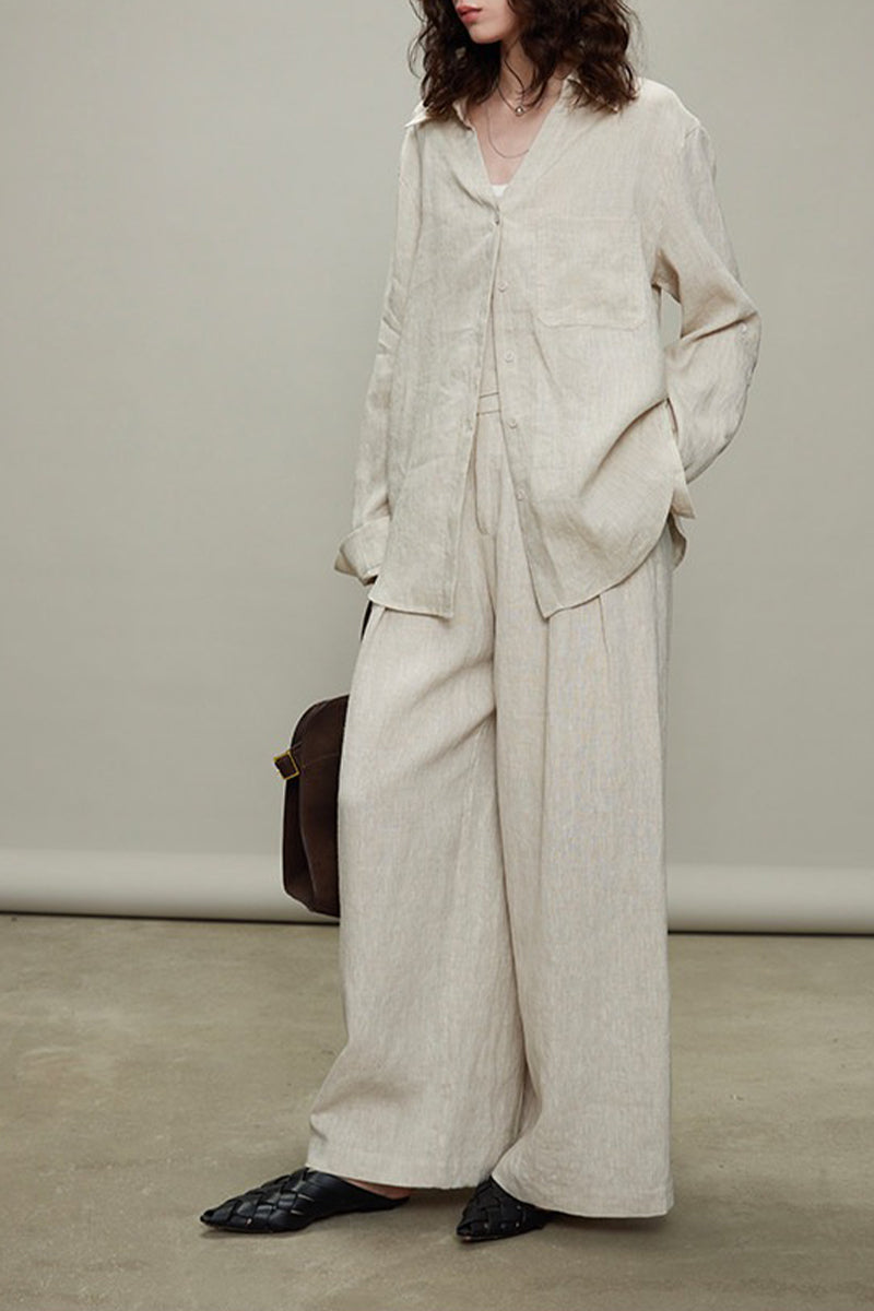 100% Linen Long Sleeve Button Up Shirt