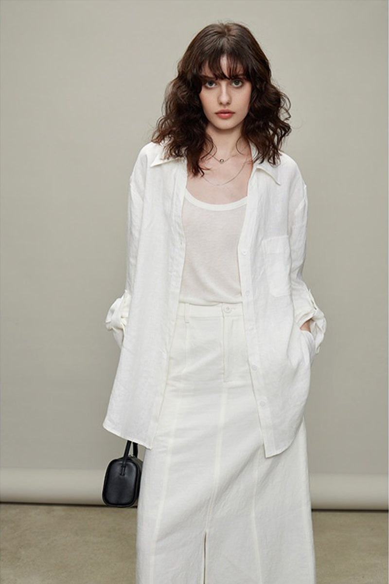100% Linen Long Sleeve Button Up Shirt