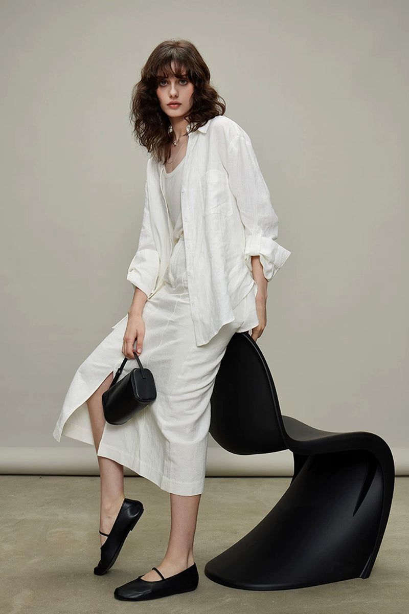 100% Linen Long Sleeve Button Up Shirt