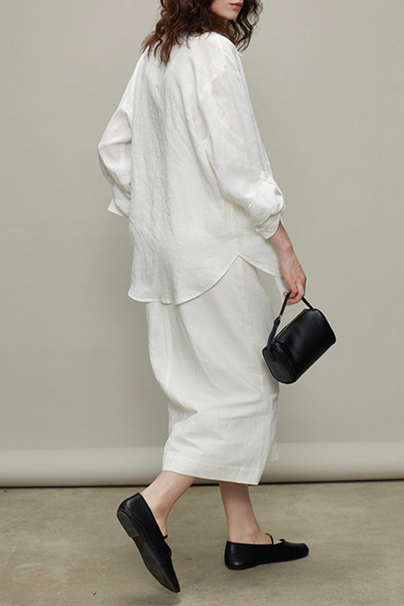 100% Linen Long Sleeve Button Up Shirt
