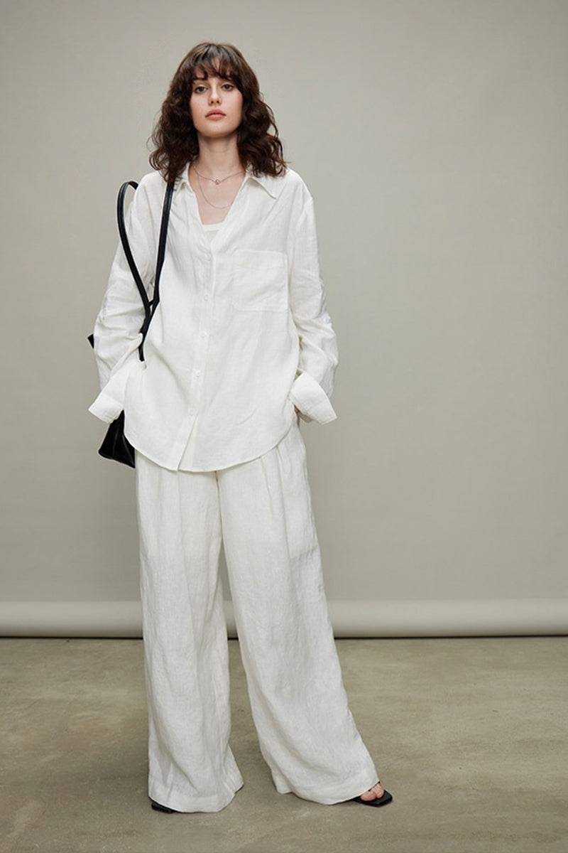 100% Linen Long Sleeve Button Up Shirt