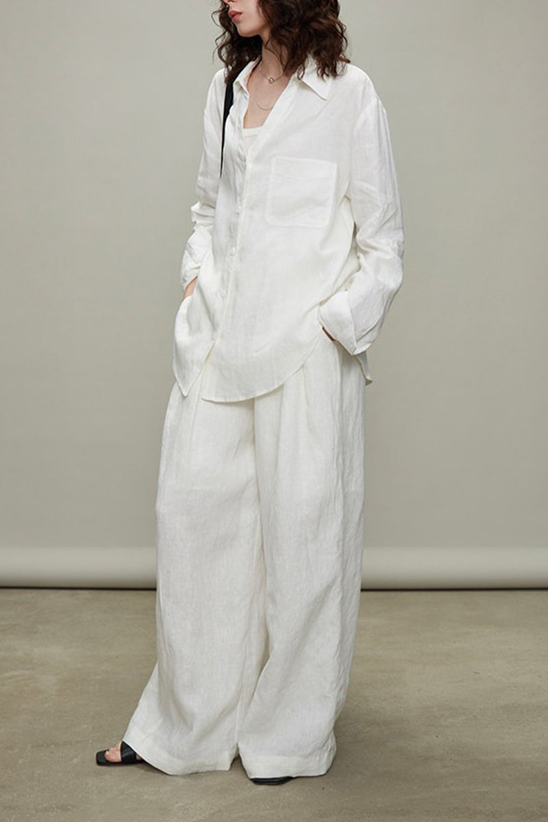 100% Linen Long Sleeve Button Up Shirt