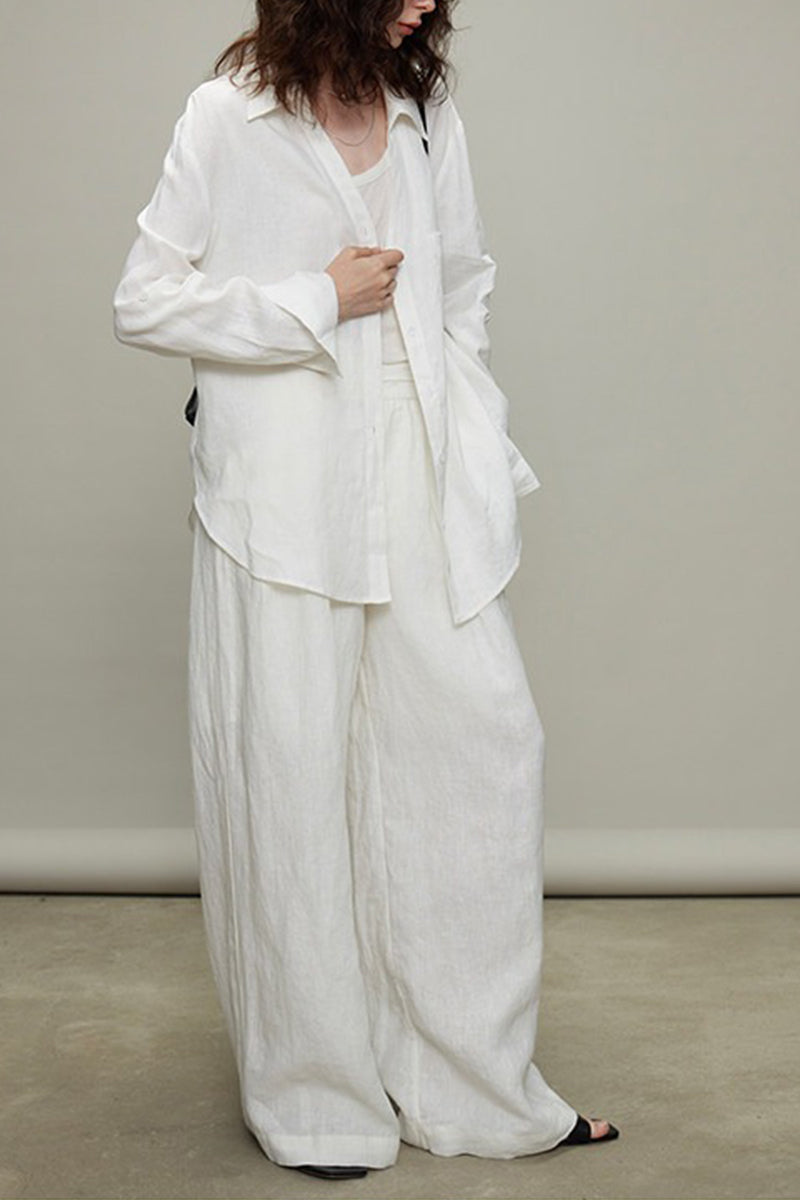 100% Linen Long Sleeve Button Up Shirt