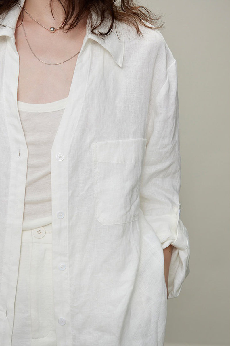 100% Linen Long Sleeve Button Up Shirt