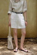 100% Linen Loose Fit High-Waisted Shorts