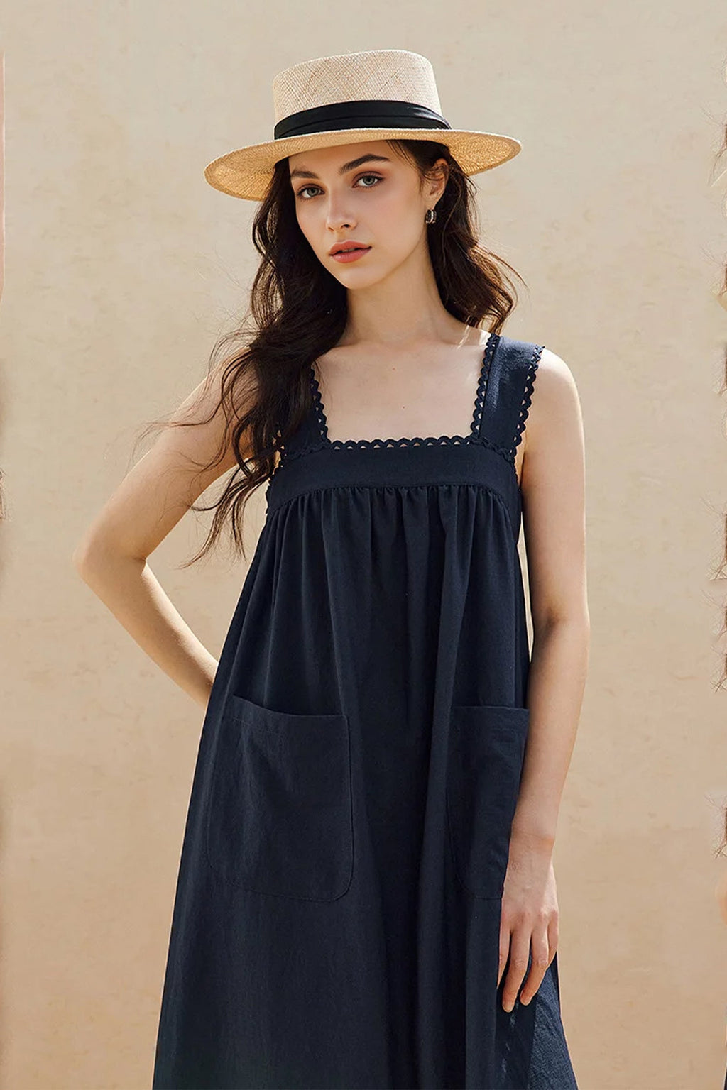 100% Cotton Sleeveless Scalloped Eyelet Maxi Dress