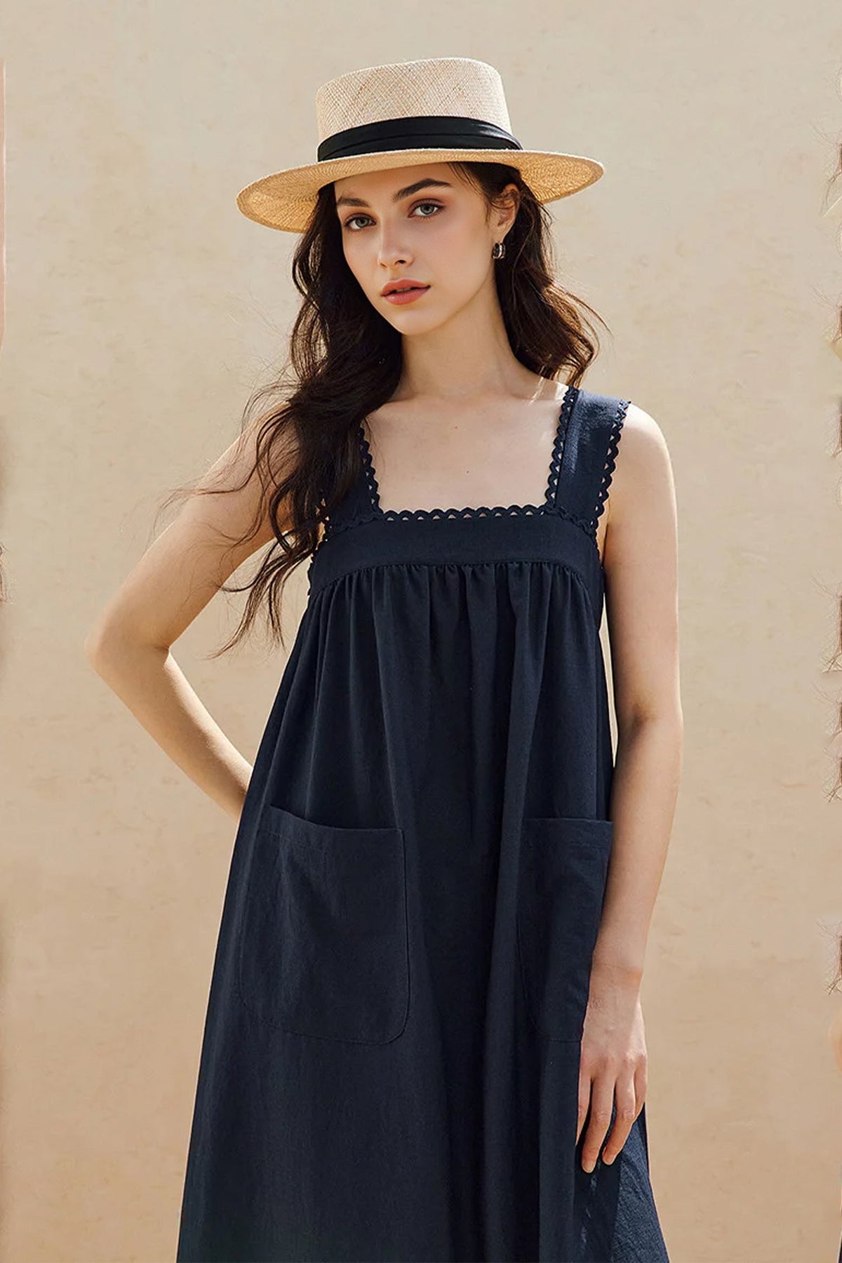 100% Cotton Sleeveless Scalloped Eyelet Maxi Dress