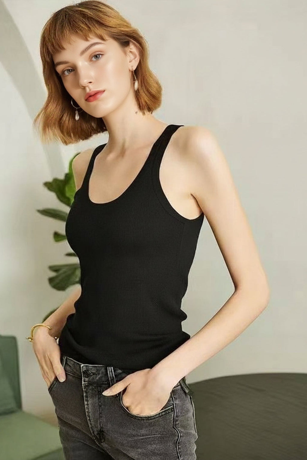 100 Merino Wool Seamless Knit Tank Top