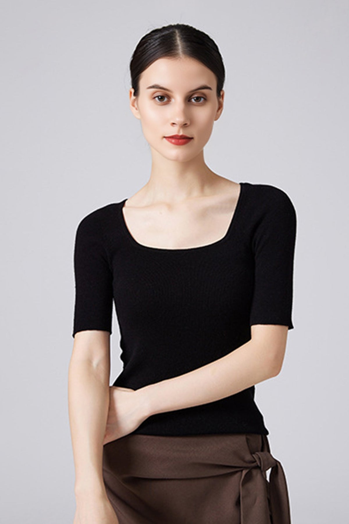 100 Merino Wool Slim-Fit Square-Neck Knit T Shirt