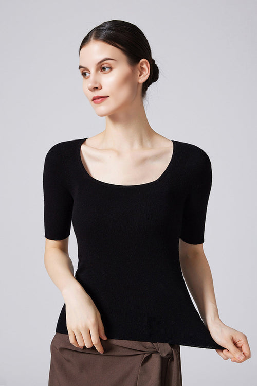 100 Merino Wool Slim-Fit Square-Neck Knit T Shirt