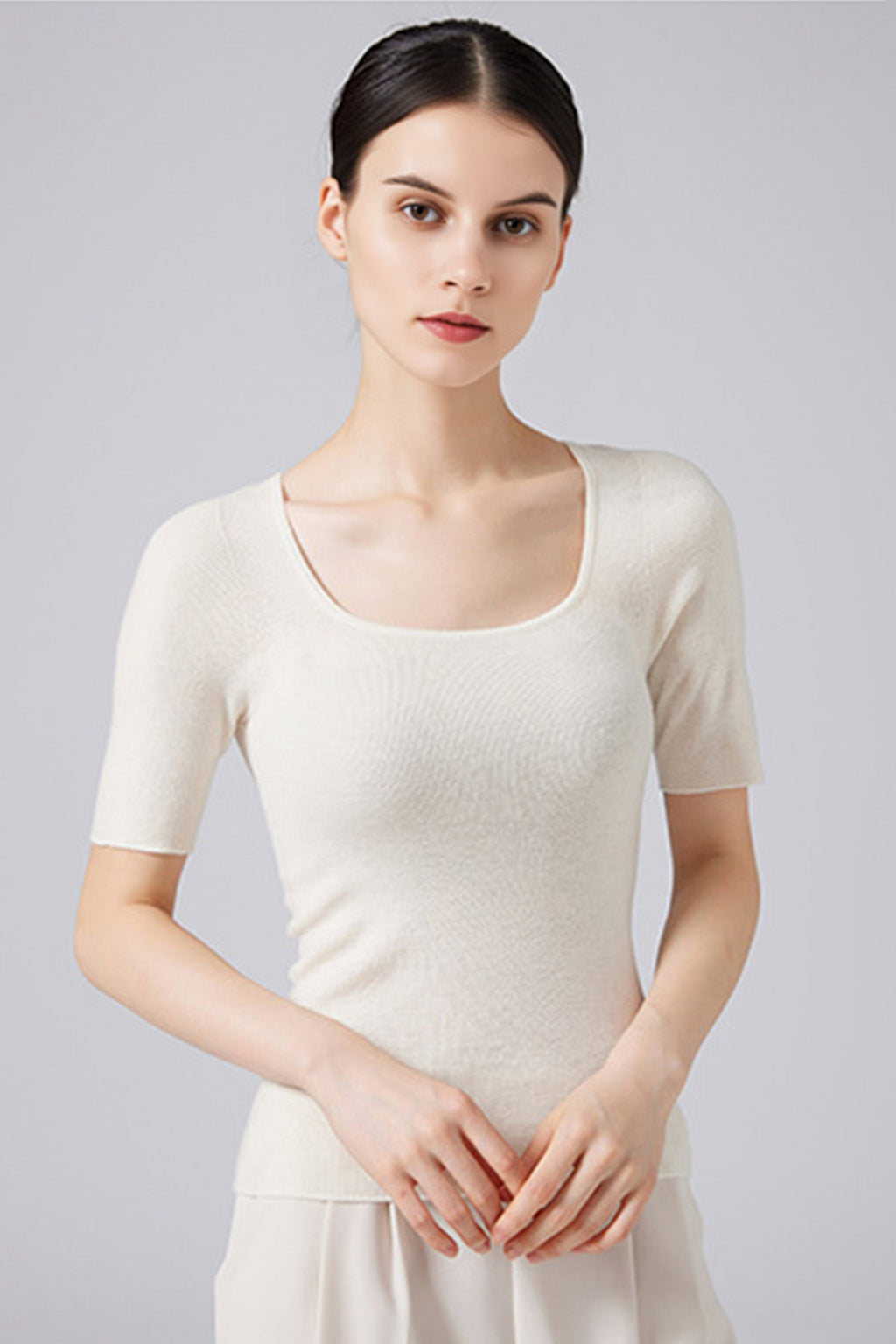 100 Merino Wool Slim-Fit Square-Neck Knit T Shirt