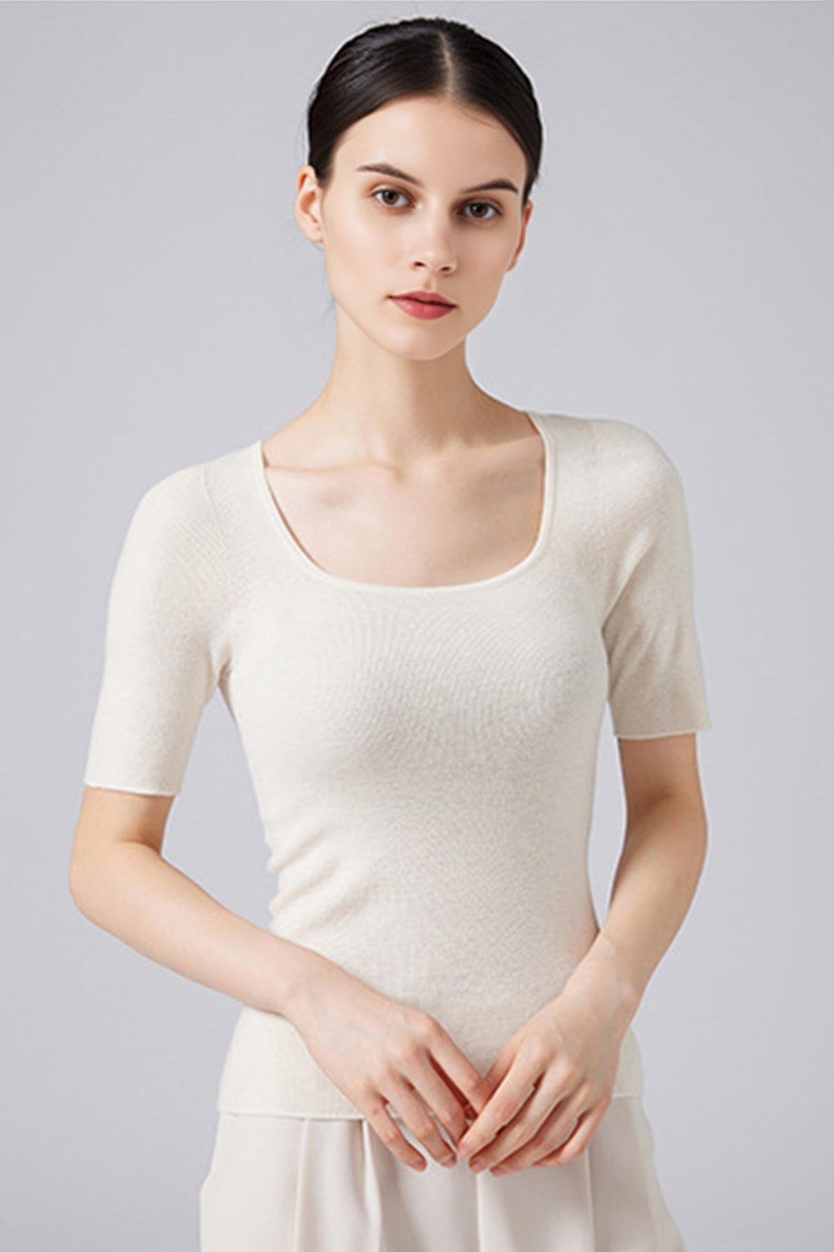 100 Merino Wool Slim-Fit Square-Neck Knit T Shirt