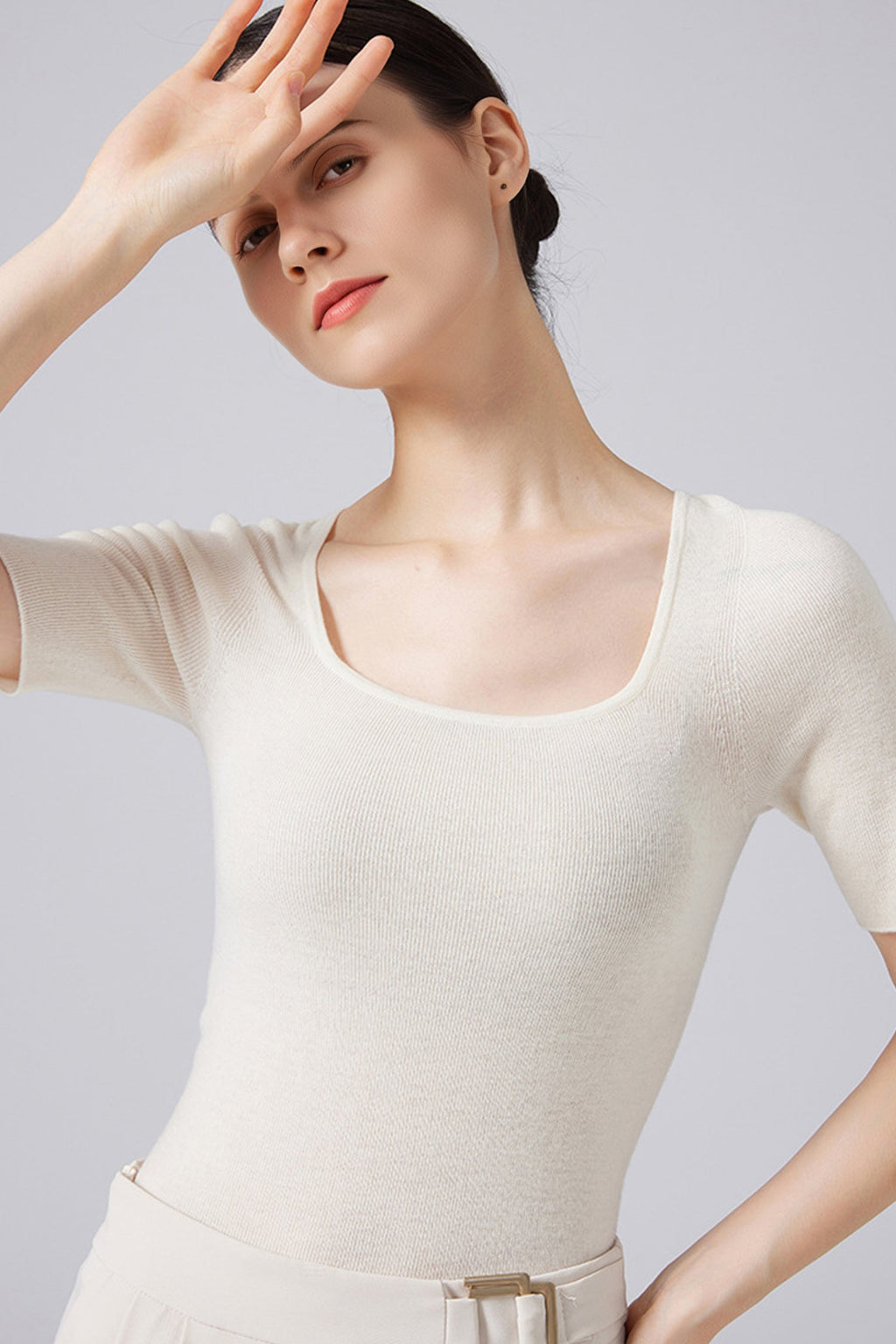 100 Merino Wool Slim-Fit Square-Neck Knit T Shirt