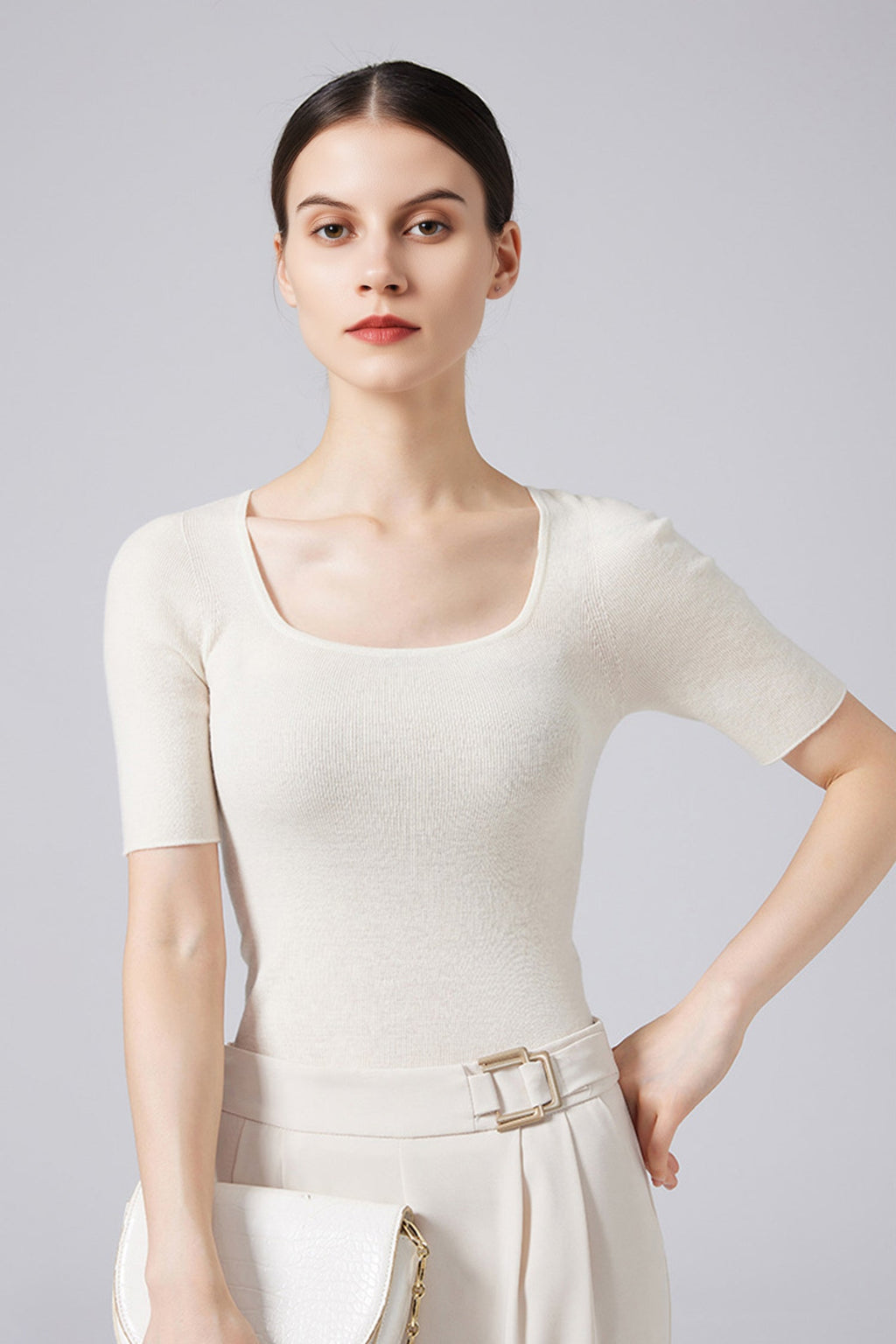 100 Merino Wool Slim-Fit Square-Neck Knit T Shirt
