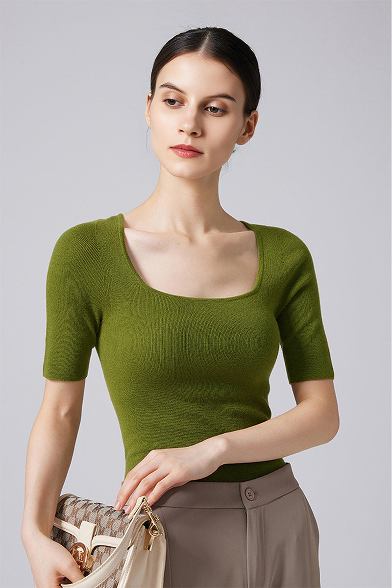 100 Merino Wool Slim-Fit Square-Neck Knit T Shirt
