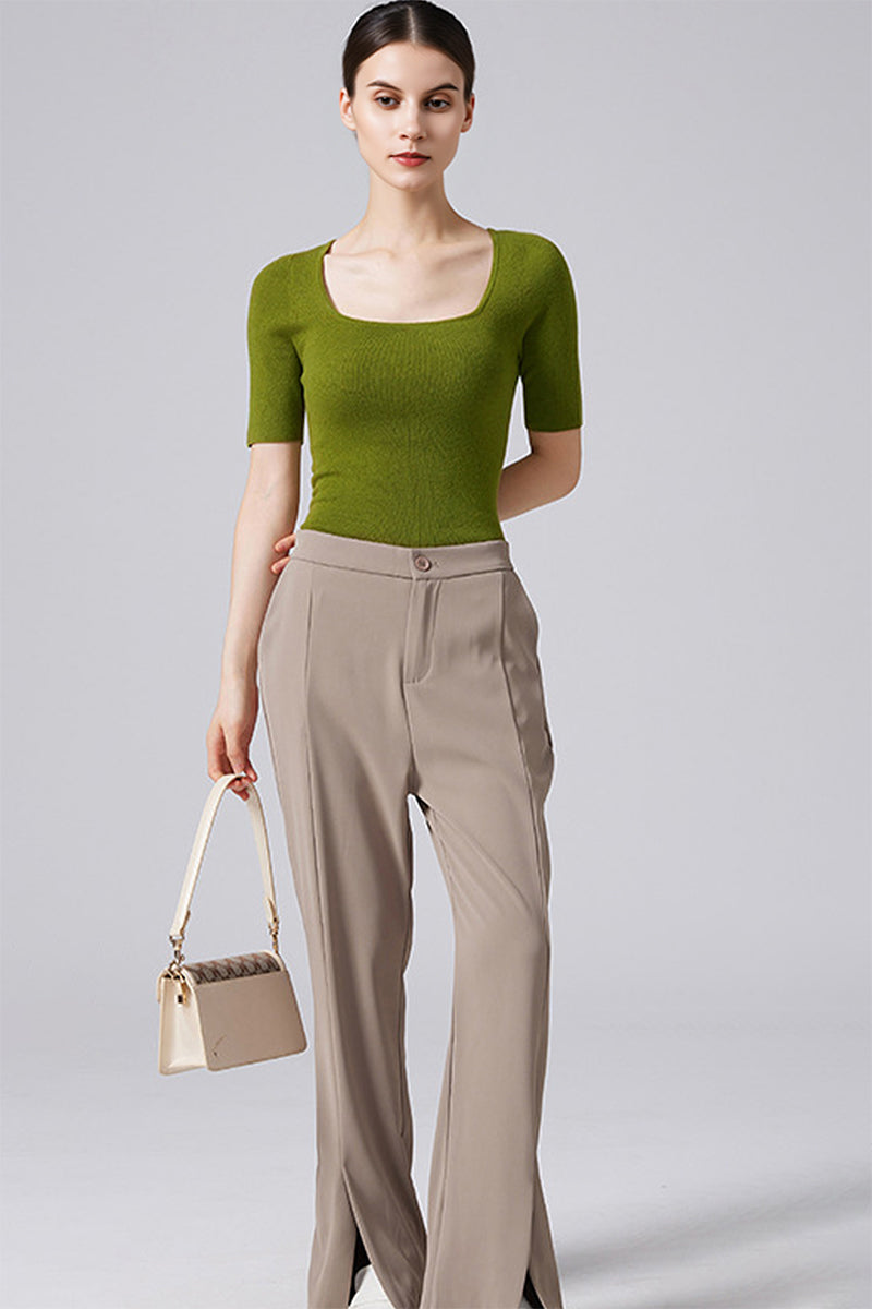 100 Merino Wool Slim-Fit Square-Neck Knit T Shirt