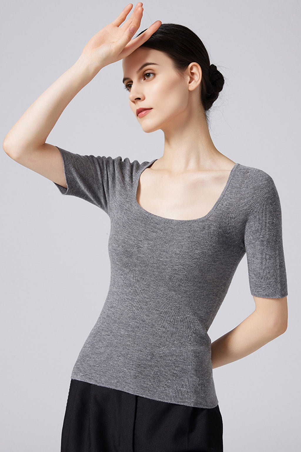 100 Merino Wool Slim-Fit Square-Neck Knit T Shirt