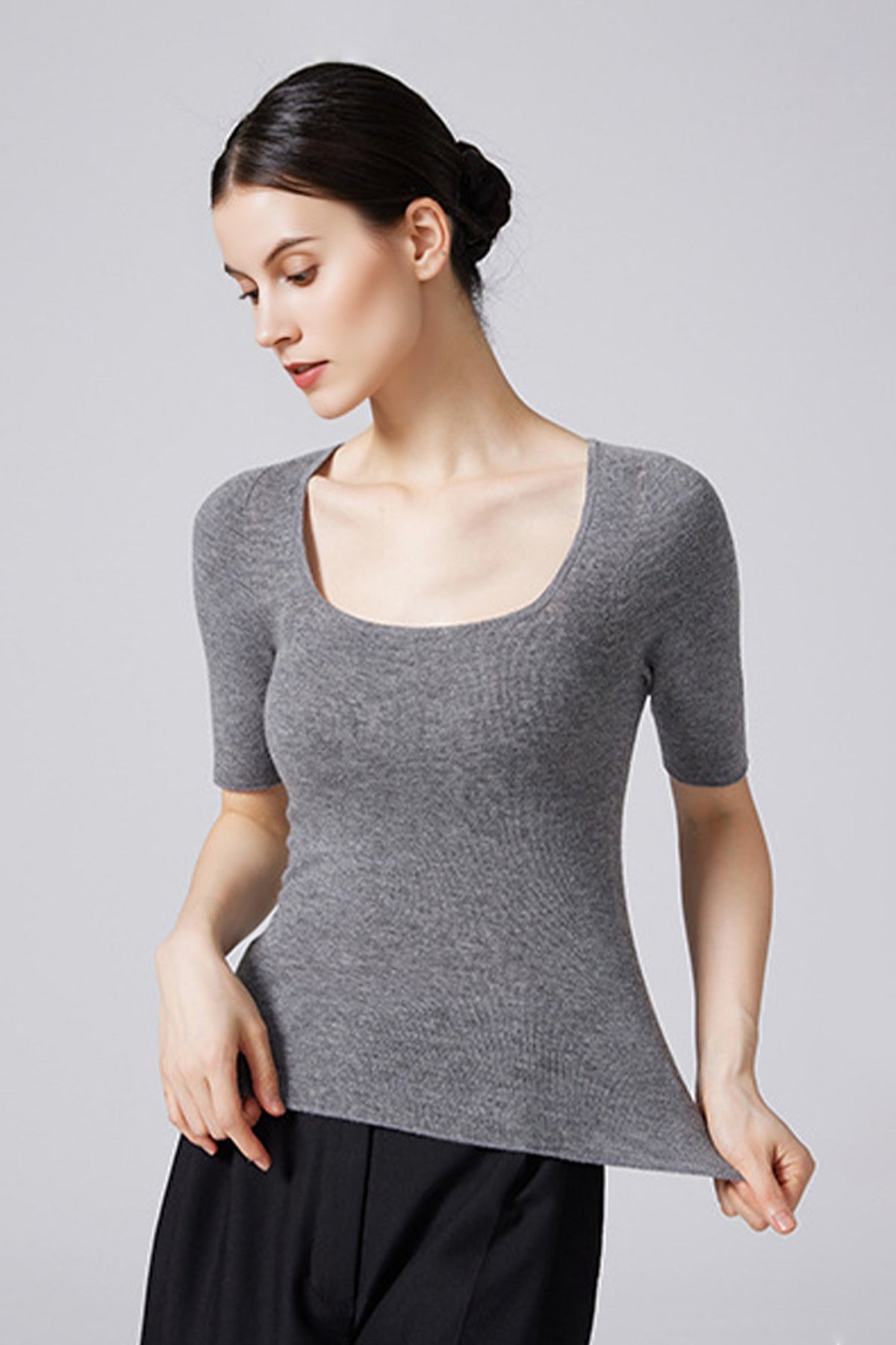 100 Merino Wool Slim-Fit Square-Neck Knit T Shirt