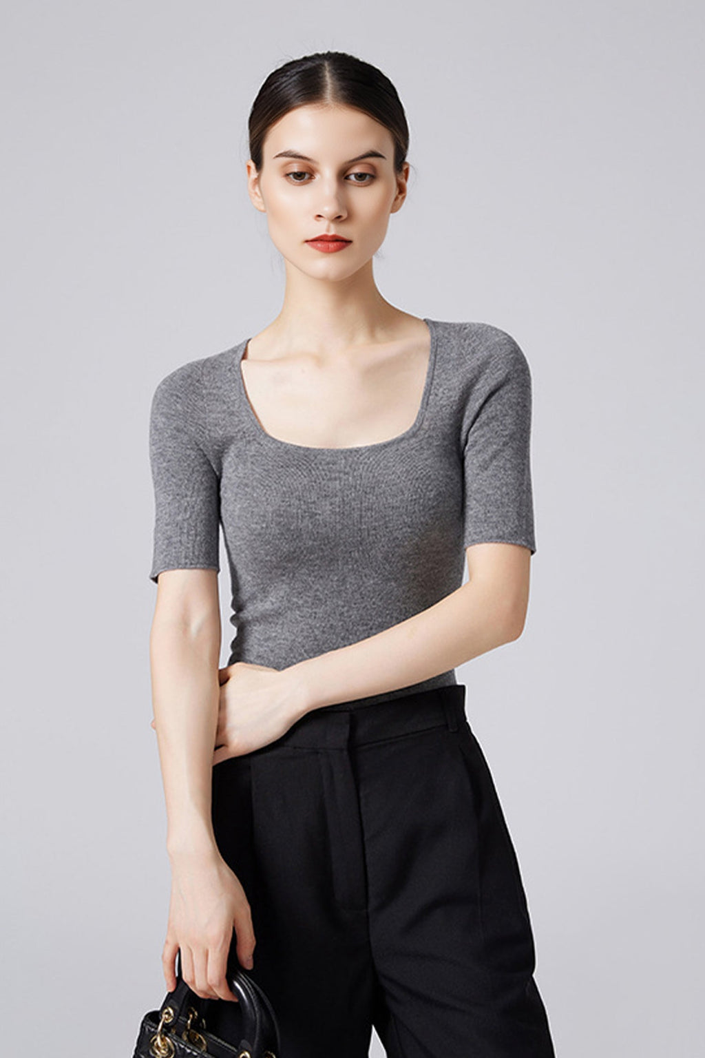 100 Merino Wool Slim-Fit Square-Neck Knit T Shirt