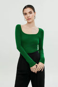 100 Merino Wool Slim-Fit Square-Neck Long-Sleeve Knit T Shirt