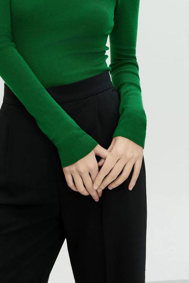 100 Merino Wool Slim-Fit Square-Neck Long-Sleeve Knit T Shirt
