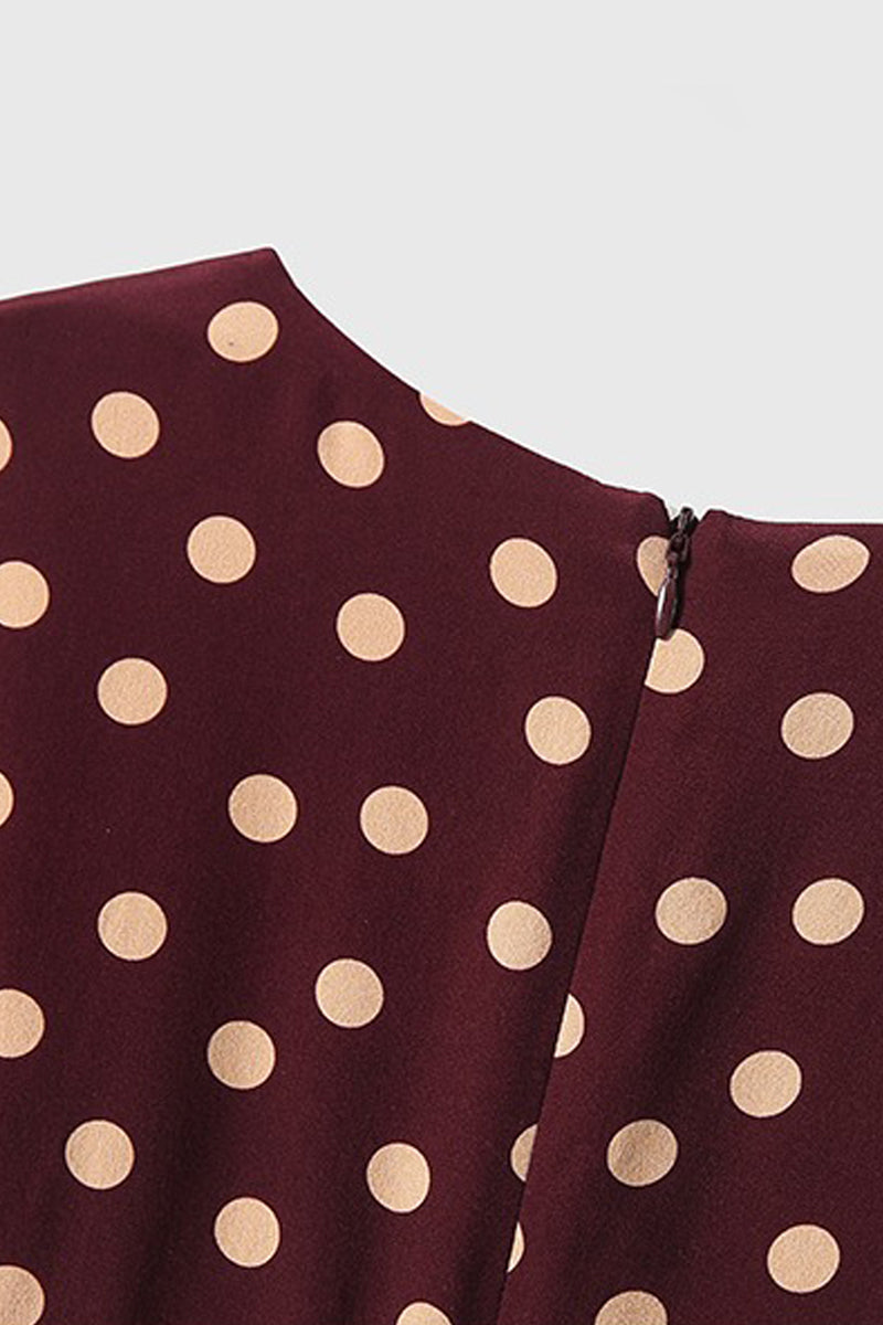 100 Mulberry Silk Red Polka-Dot Midi Tea Dress