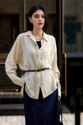 19 Momme Silk Crepe Striped Long-Sleeve Button-Down Shirt