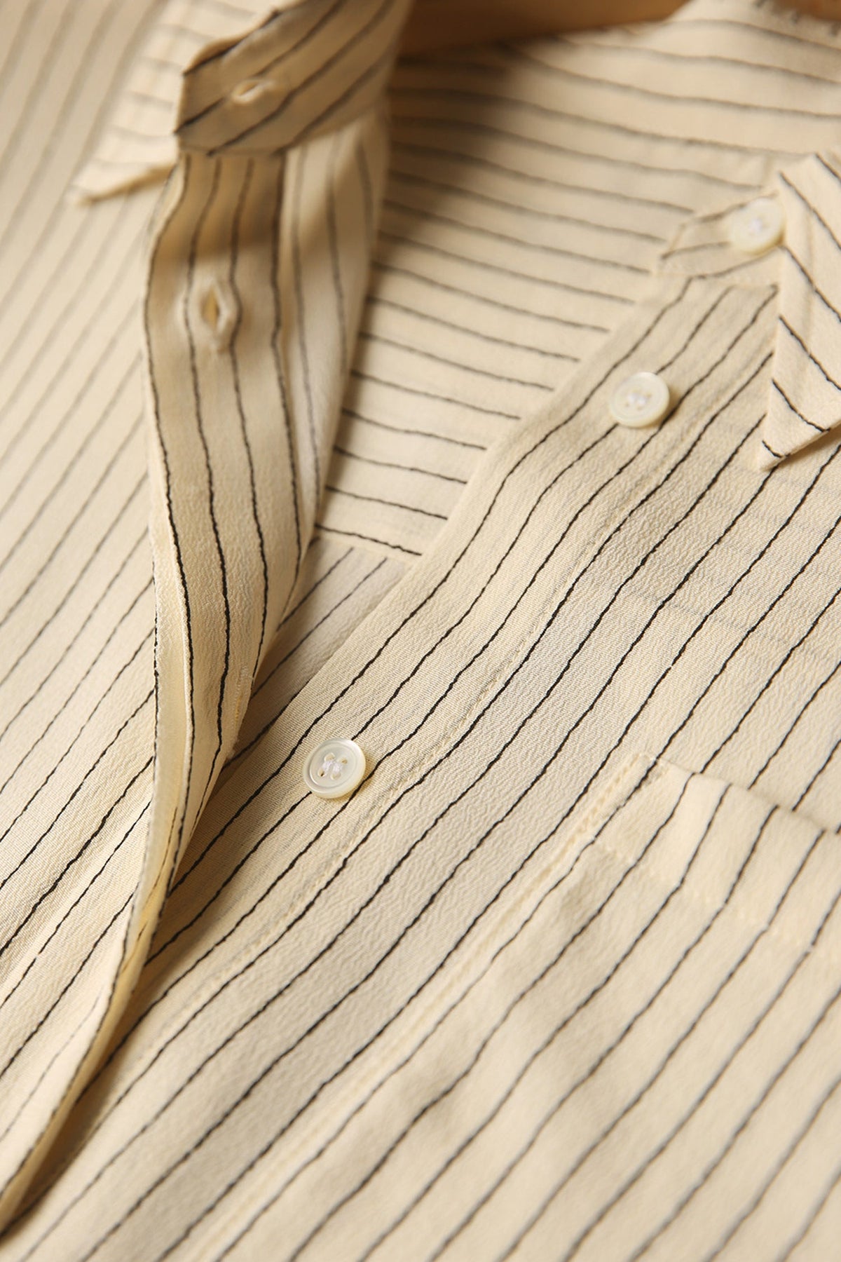19 Momme Silk Crepe Striped Long-Sleeve Button-Down Shirt