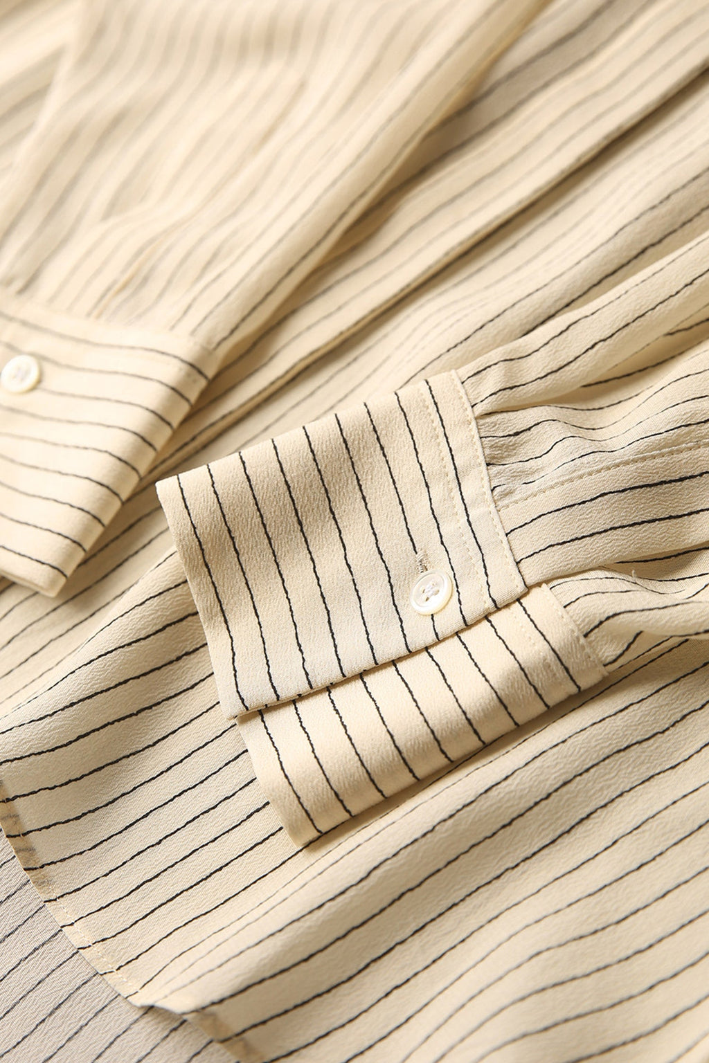19 Momme Silk Crepe Striped Long-Sleeve Button-Down Shirt