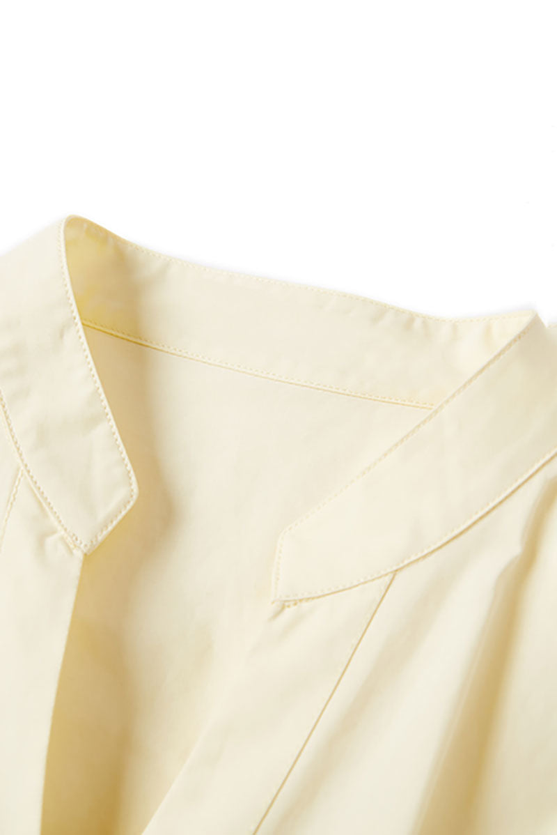 100 Organic Cotton Long-Sleeve V-Neck Pleated Peplum Blouse