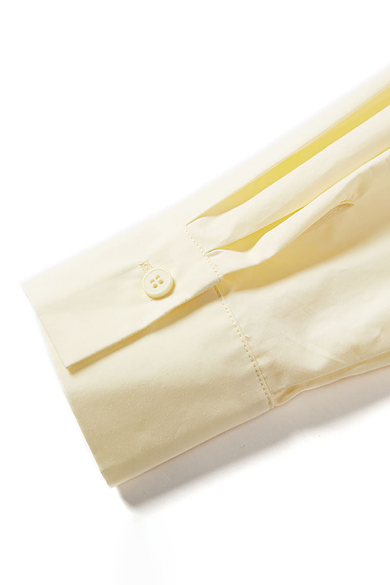 100 Organic Cotton Long-Sleeve V-Neck Pleated Peplum Blouse