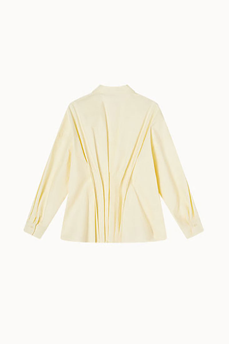 100 Organic Cotton Long-Sleeve V-Neck Pleated Peplum Blouse