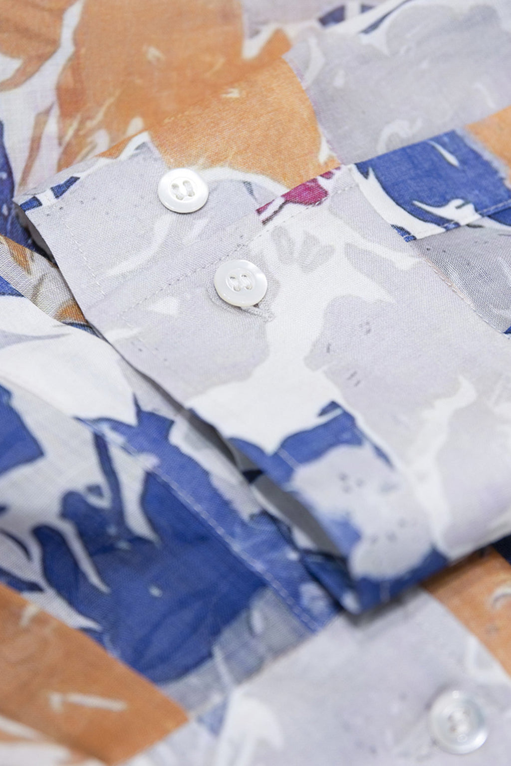100% Ramie Abstract Print Button-Down Shirt