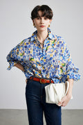 100% Ramie Colorful Print Button-Down Shirt