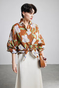 100% Ramie Relaxed Floral Button-Down Shirt