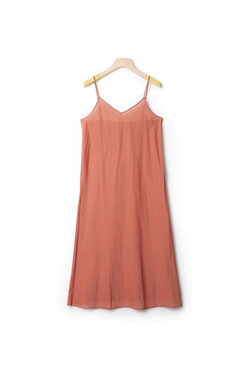 100% Ramie V Neck Kaftan Midi Dress in Peach