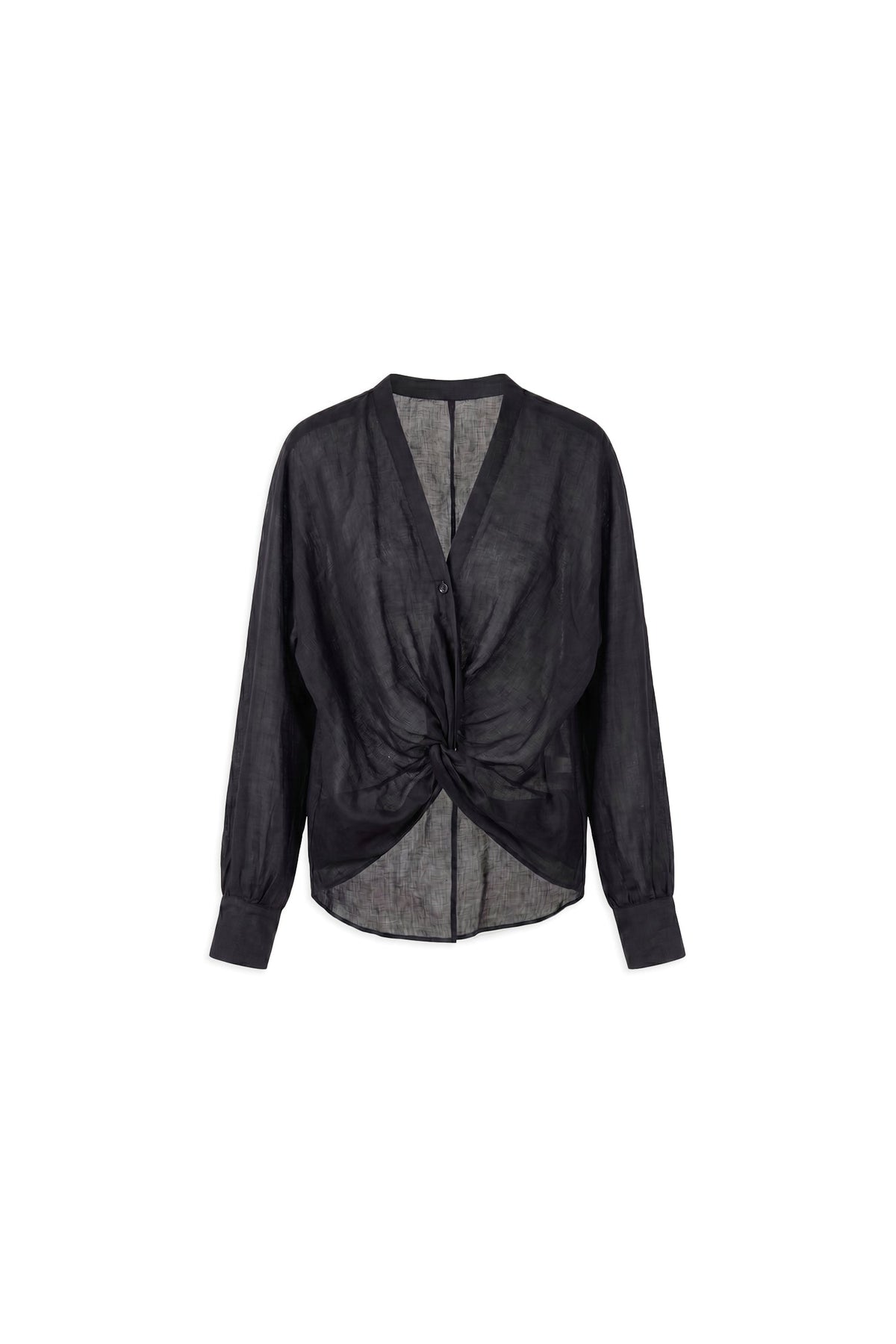 100% Ramie V-Neck Twist Front Blouse
