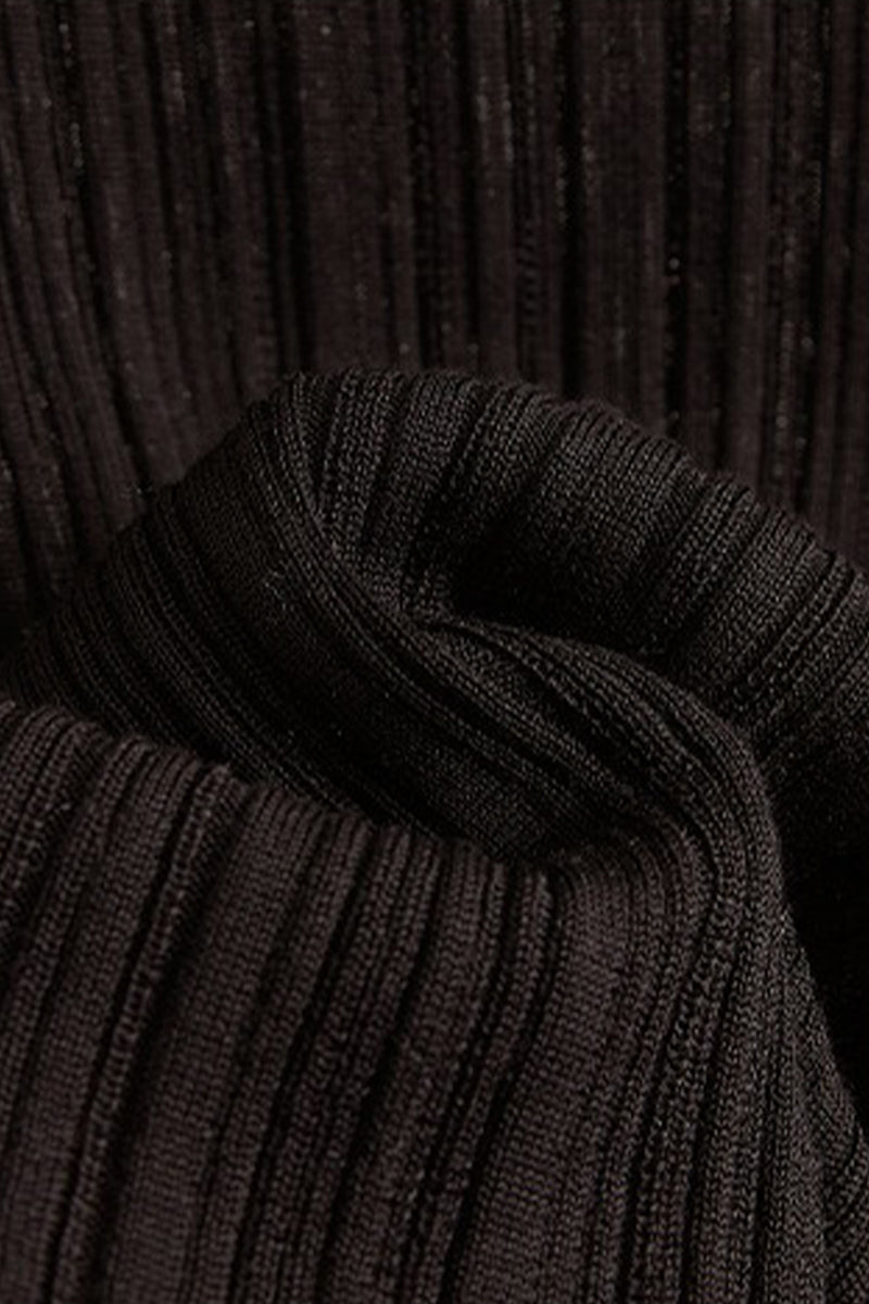 100% Silk Elegant Slim Mock-Neck Ribbed Top