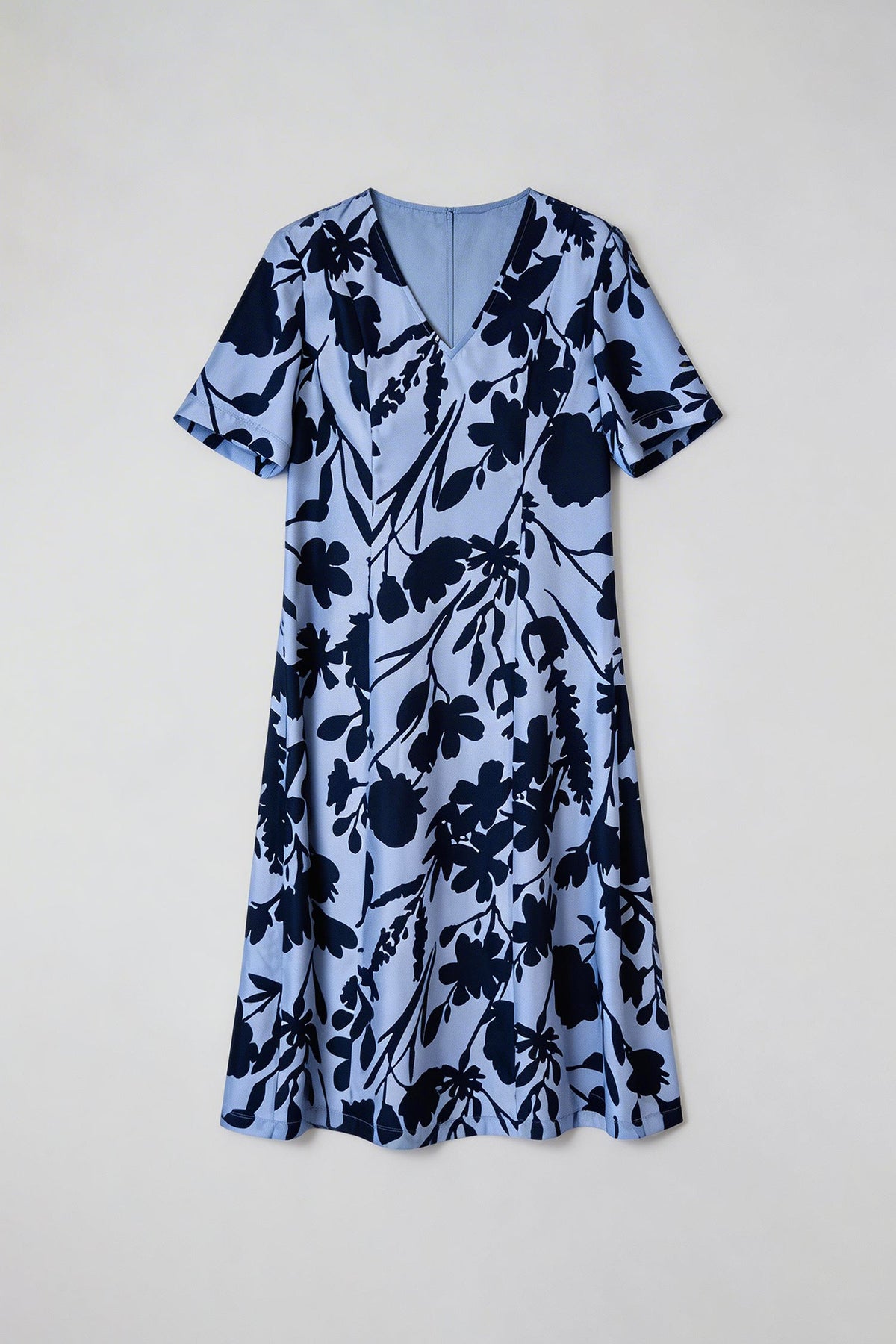 100% Silk Floral Short-Sleeve Midi Dress